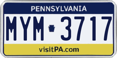 PA license plate MYM3717