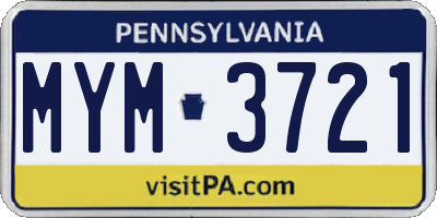 PA license plate MYM3721