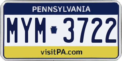 PA license plate MYM3722