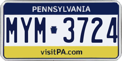 PA license plate MYM3724