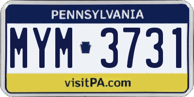 PA license plate MYM3731