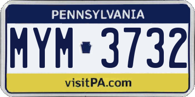 PA license plate MYM3732