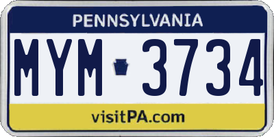 PA license plate MYM3734