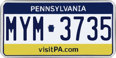 PA license plate MYM3735