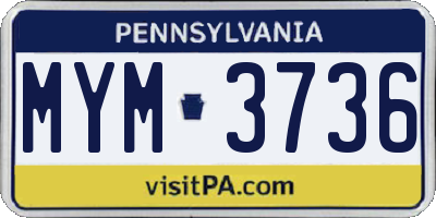 PA license plate MYM3736