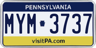 PA license plate MYM3737