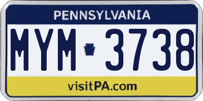 PA license plate MYM3738