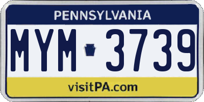 PA license plate MYM3739