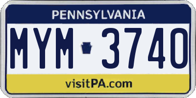 PA license plate MYM3740