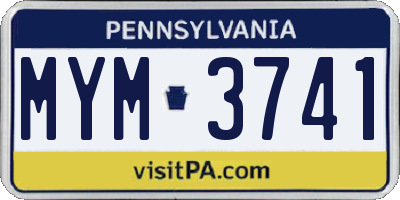 PA license plate MYM3741