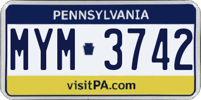 PA license plate MYM3742