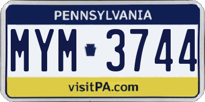 PA license plate MYM3744