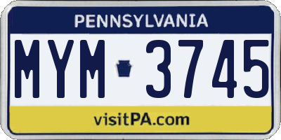 PA license plate MYM3745
