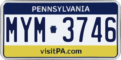 PA license plate MYM3746
