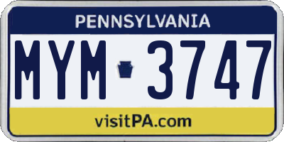 PA license plate MYM3747