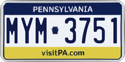 PA license plate MYM3751