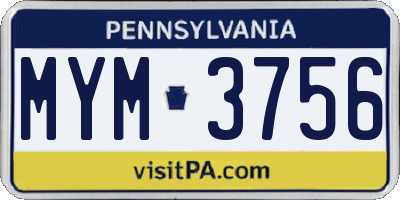 PA license plate MYM3756