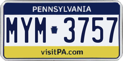 PA license plate MYM3757