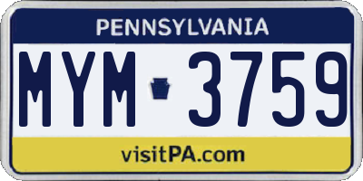 PA license plate MYM3759