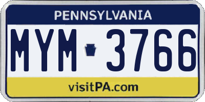 PA license plate MYM3766