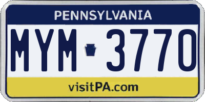 PA license plate MYM3770