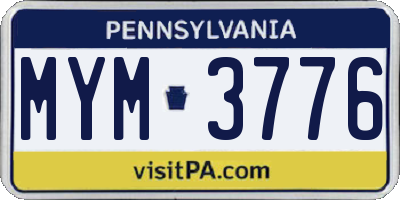 PA license plate MYM3776