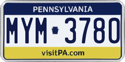 PA license plate MYM3780