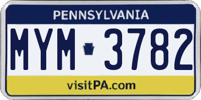 PA license plate MYM3782