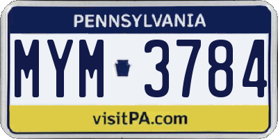 PA license plate MYM3784