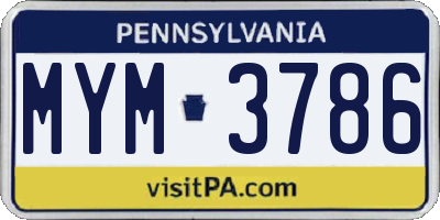 PA license plate MYM3786