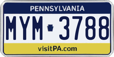 PA license plate MYM3788