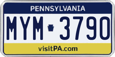 PA license plate MYM3790