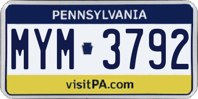 PA license plate MYM3792