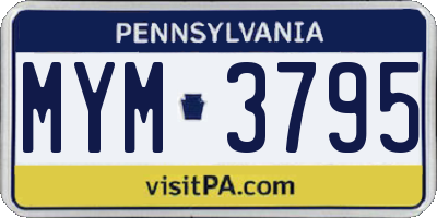 PA license plate MYM3795