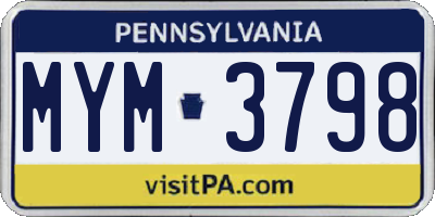 PA license plate MYM3798