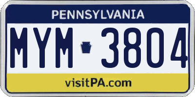 PA license plate MYM3804