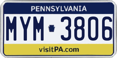 PA license plate MYM3806