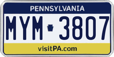 PA license plate MYM3807