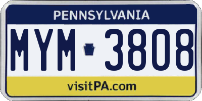 PA license plate MYM3808