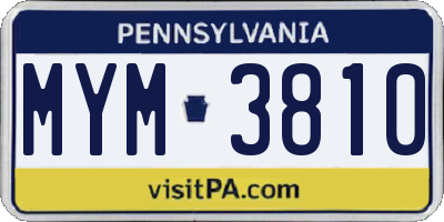 PA license plate MYM3810