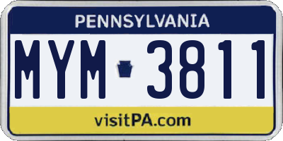 PA license plate MYM3811