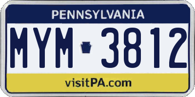 PA license plate MYM3812