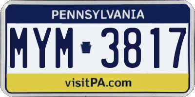PA license plate MYM3817
