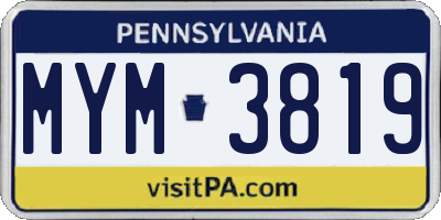 PA license plate MYM3819