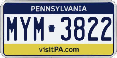 PA license plate MYM3822