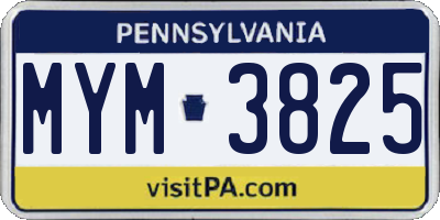 PA license plate MYM3825