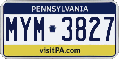 PA license plate MYM3827