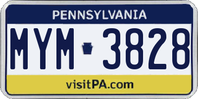 PA license plate MYM3828