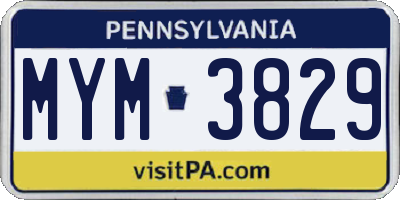 PA license plate MYM3829
