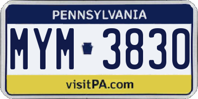 PA license plate MYM3830